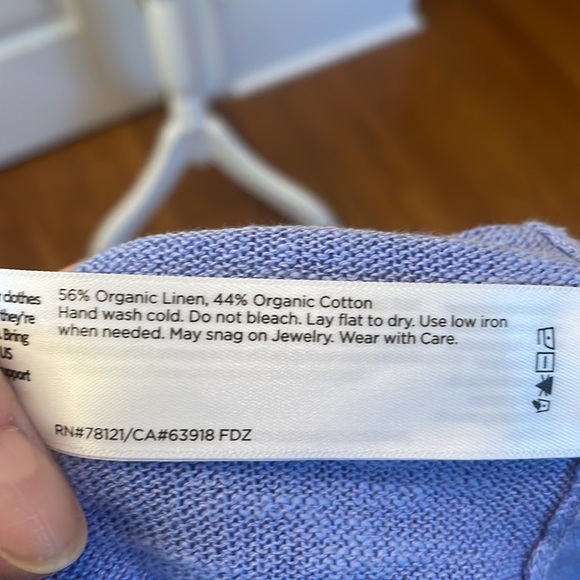 Eileen Fisher crew neck linen/cotton tunic sweater in periwinkle. Size L. EUC - Picture 5 of 8
